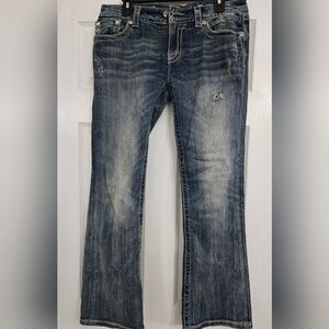 Miss Me Faded Blue Boot Cut Jeans With Sparkling Stones Design Size 31